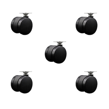 Service Caster 2'' Furniture Casters Nylon Twin Wheel Top Plate, 5PK SCC-UHTP02S50-NYS-5